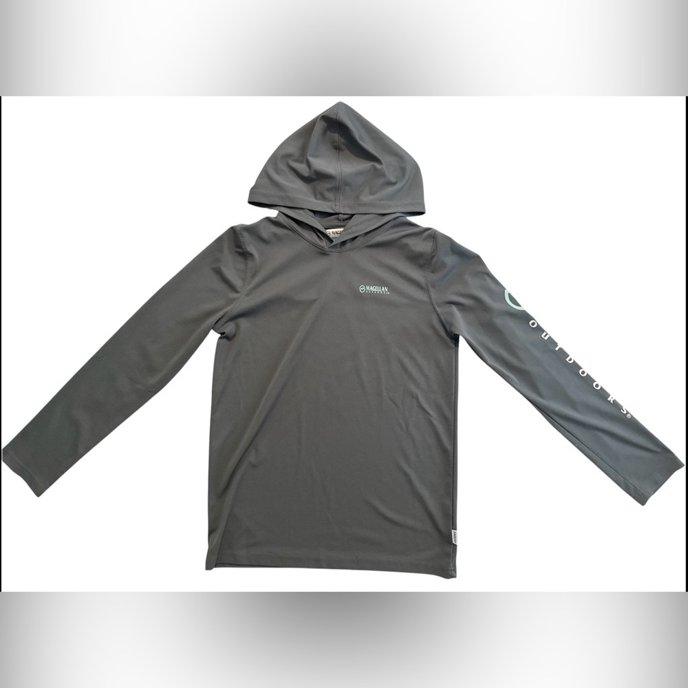 🐠Youth Large Magellan Outdoors Hooded Performance Shirt – Gray Long Sleeve